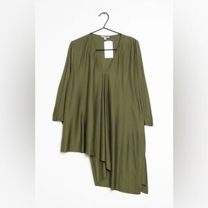 COS Olive Green V-Neck Asymmetrical Top